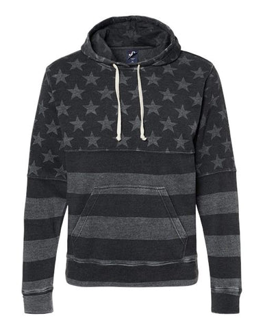 J AMERICA TRI BLEND HOODIE STARS AND STRIPES BLACK