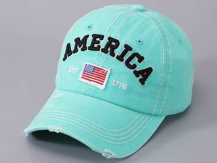 AMERICA EST. 1776 FLAG HAT TEAL