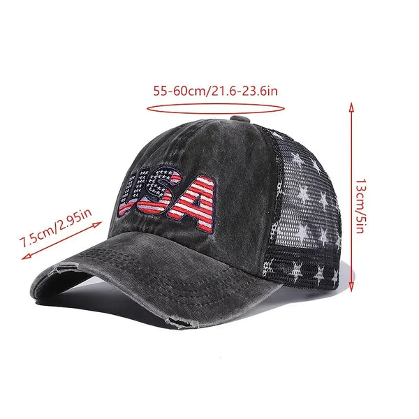 USA EMBROIDERED STAR MESH CAP GREY