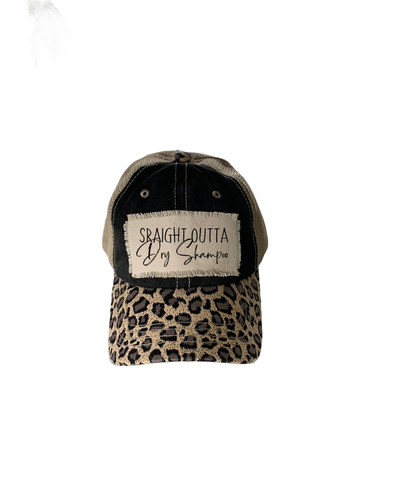 STRAIGHT OUT OF DRY SHAMPOO Black/Khaki/Leopard Criss Cross Hat